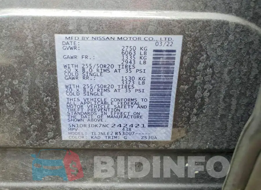 5N1DR3DK7NC242421 Photo# 13