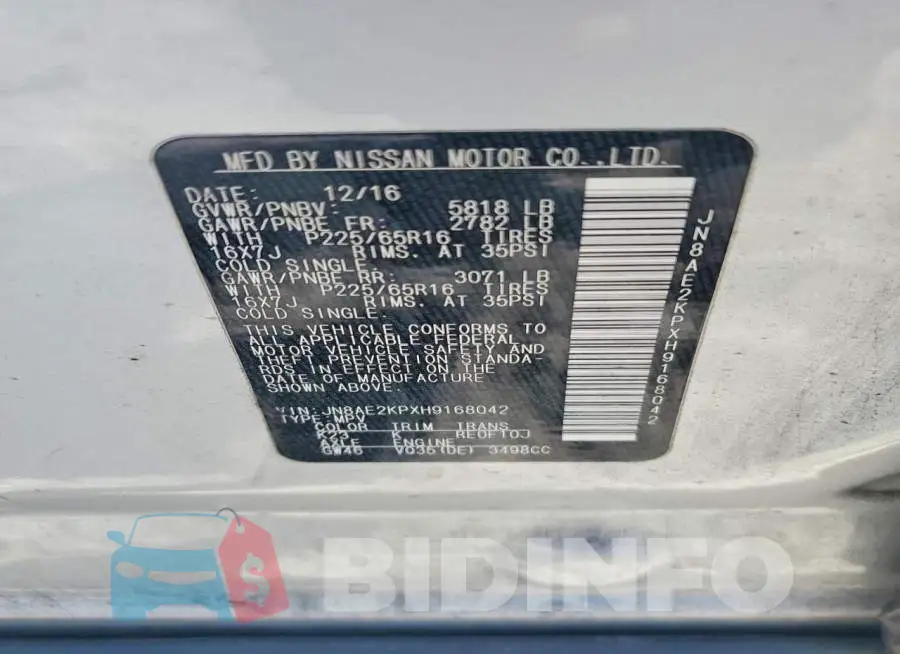 JN8AE2KPXH9168042 Photo# 13