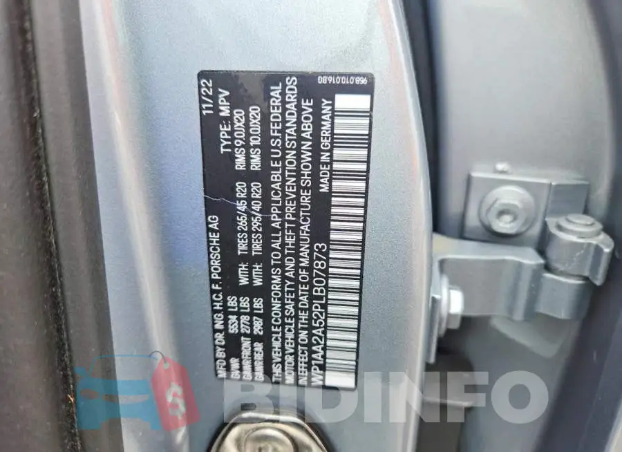 WP1AA2A52PLB07873 Photo# 13