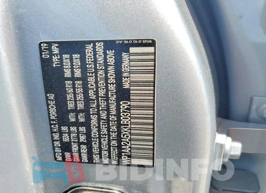 WP1AA2A5XKLB03790 Photo# 13