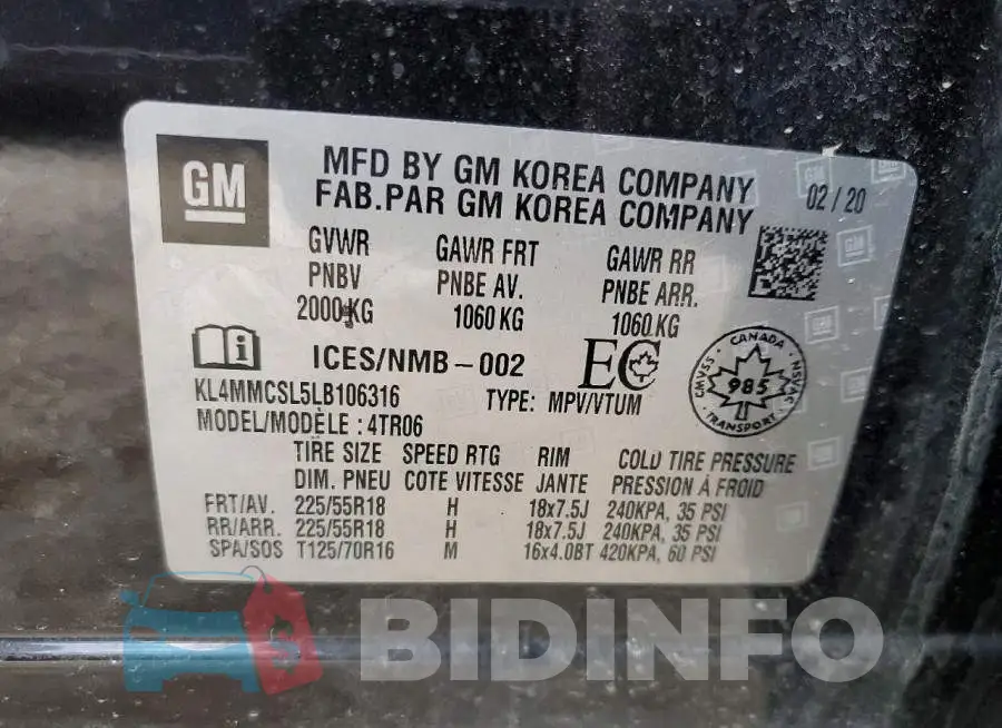 KL4MMCSL5LB106316 Photo# 13