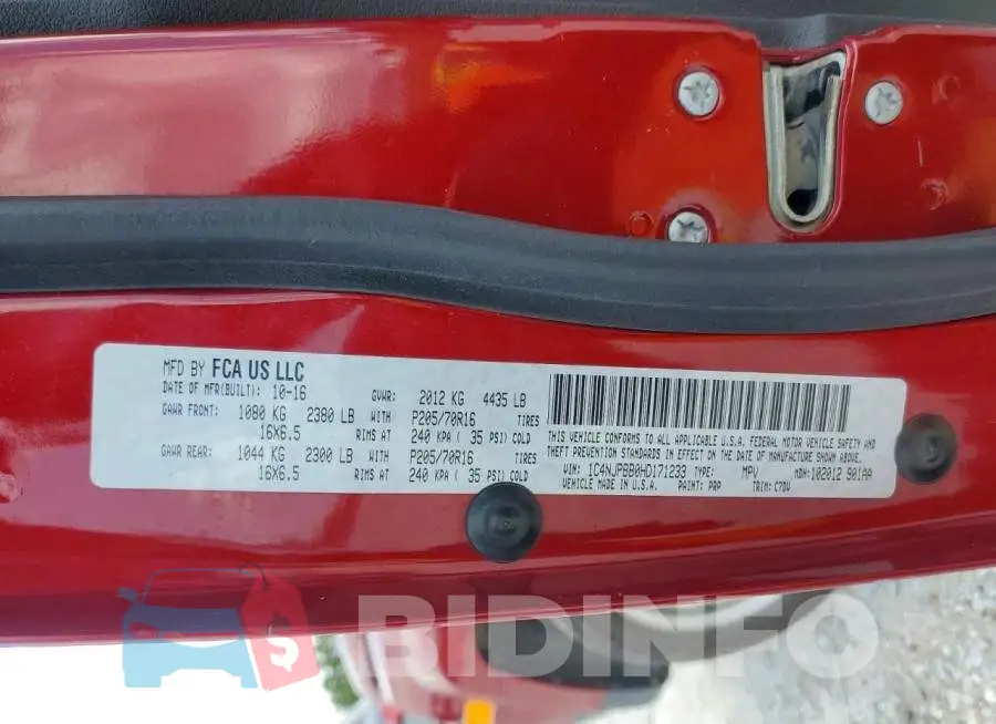 1C4NJPBB0HD171233 Photo# 13