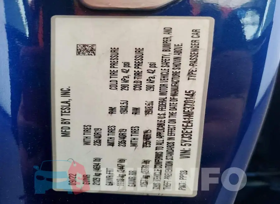 5YJ3E1EA1NF370145 Photo# 12