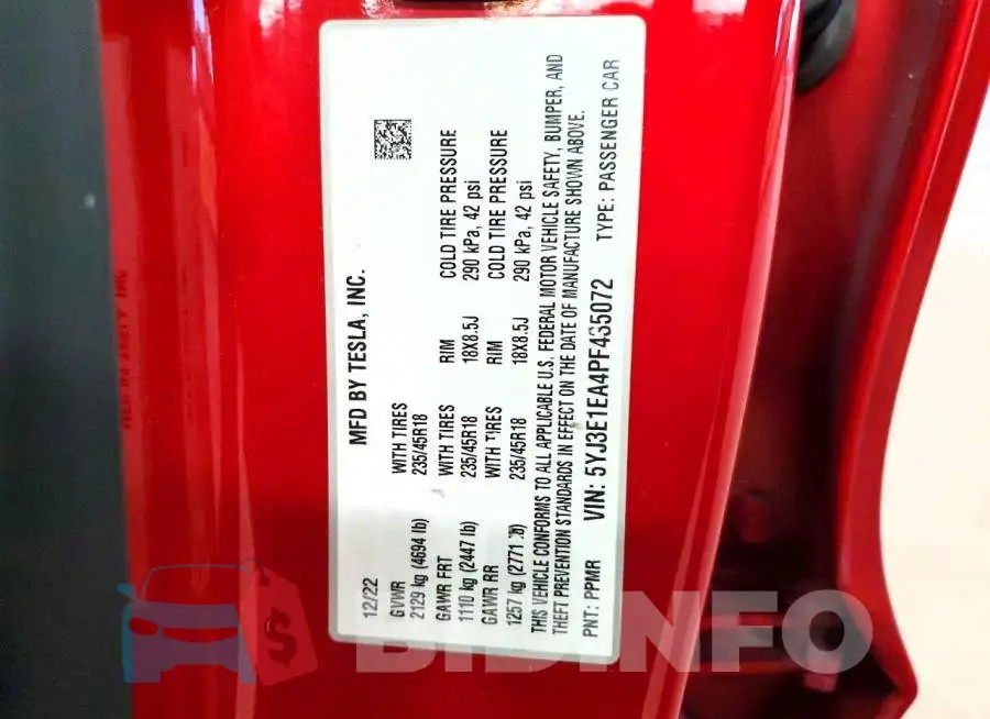 5YJ3E1EA4PF435072 Photo# 12