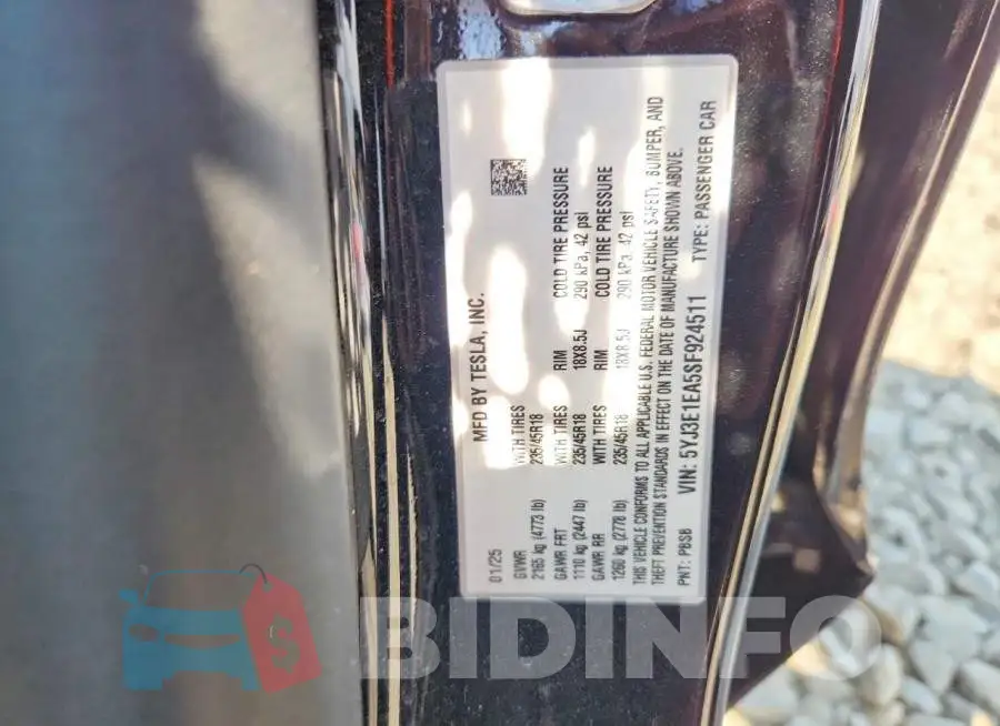 5YJ3E1EA5SF924511 Photo# 12