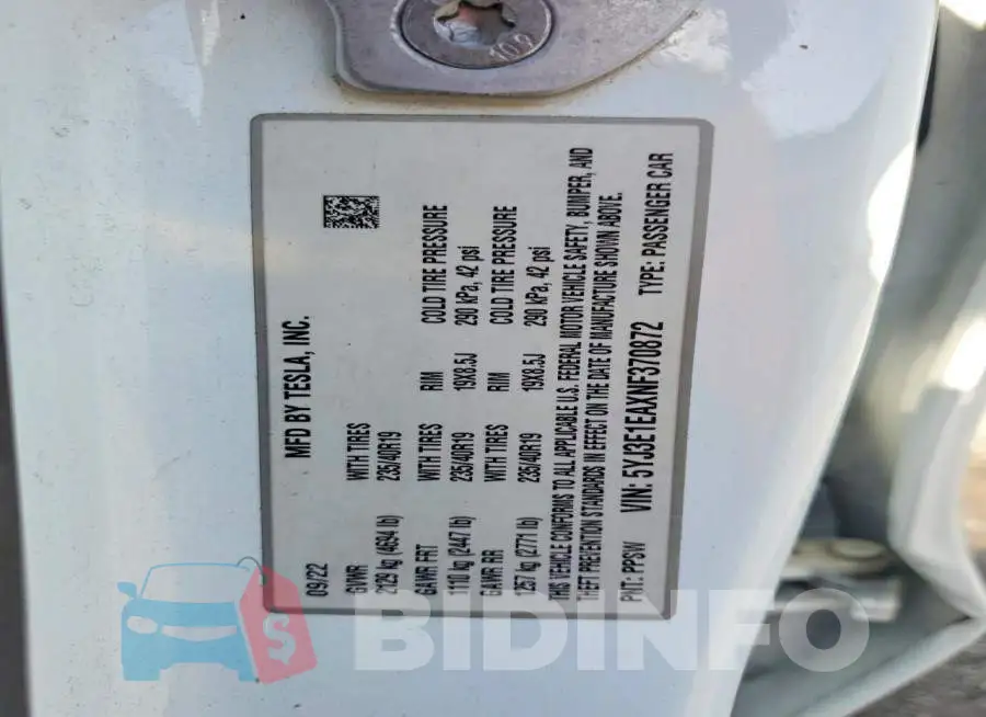 5YJ3E1EAXNF370872 Photo# 13