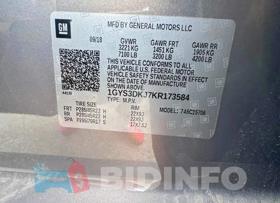 1GYS3DKJ7KR173584 Photo# 10