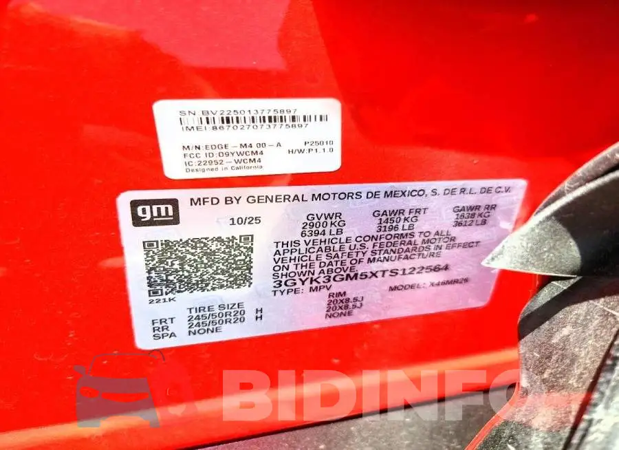 3GYK3GM5XTS122564 Photo# 14