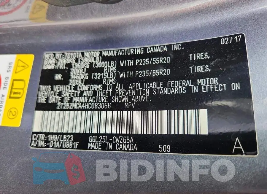 2T2BZMCA4HC083066 Photo# 14