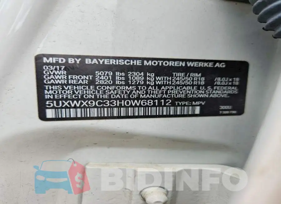 5UXWX9C33H0W68112 Photo# 12