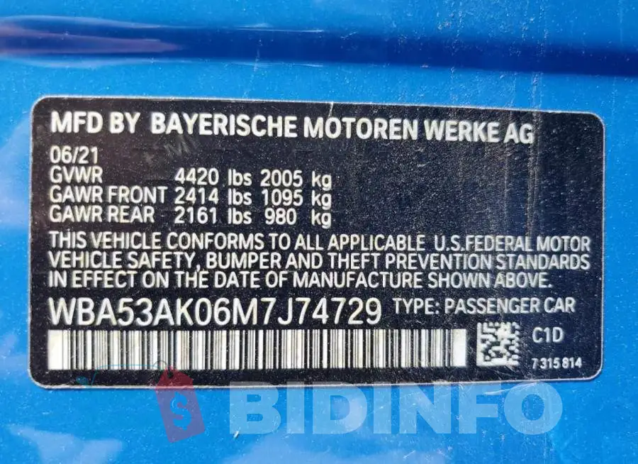 WBA53AK06M7J74729 Photo# 13