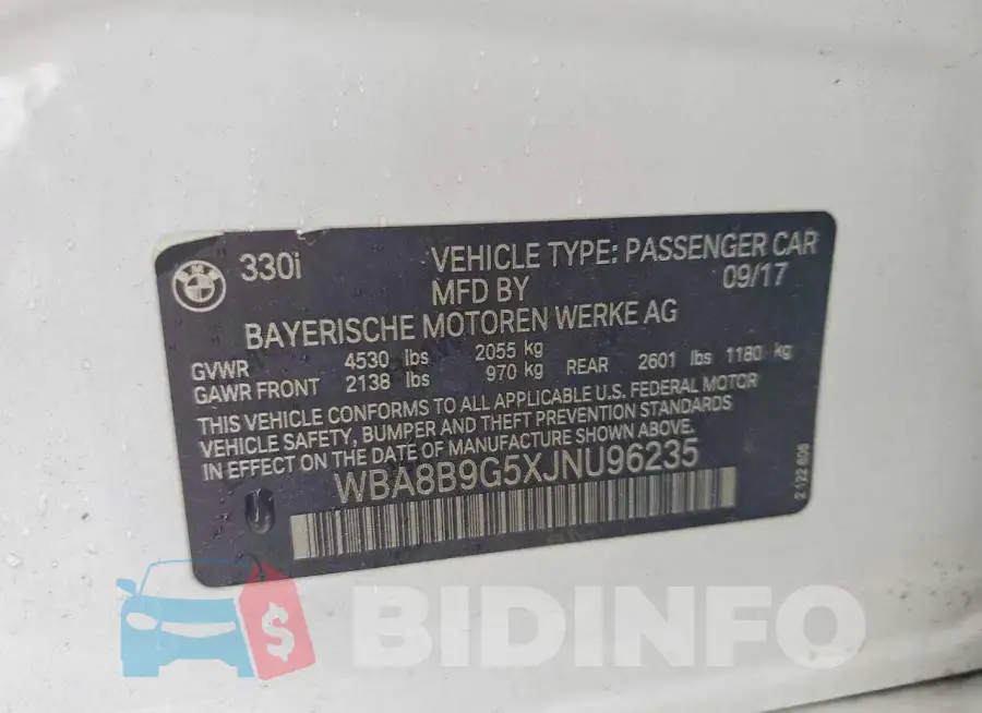 WBA8B9G5XJNU96235 Photo# 12