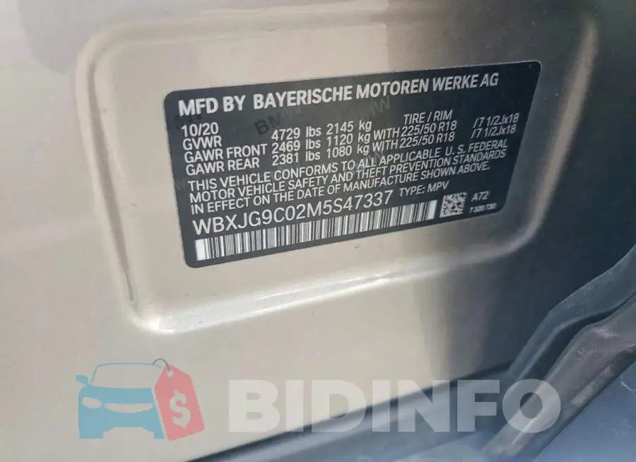 WBXJG9C02M5S47337 Photo# 13