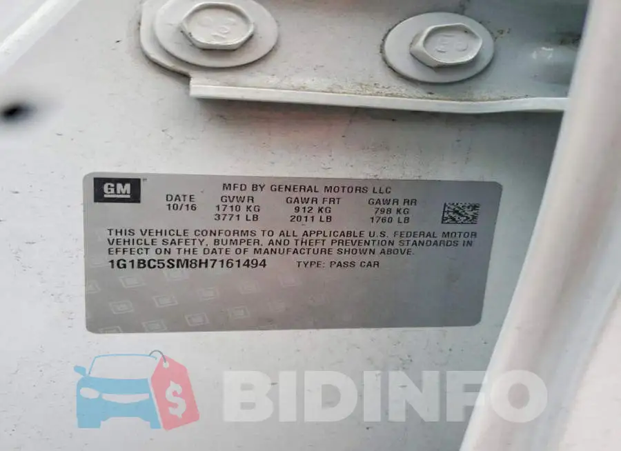 1G1BC5SM8H7161494 Photo# 12