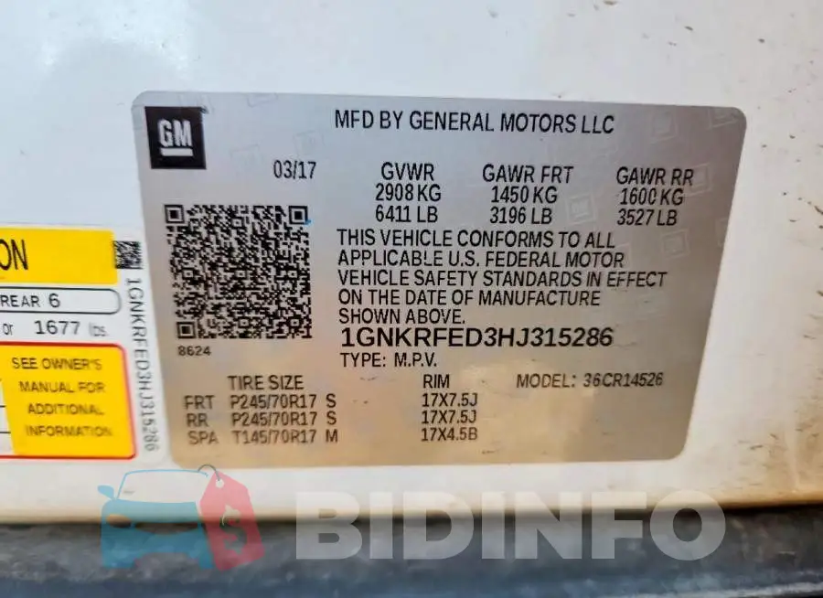 1GNKRFED3HJ315286 Photo# 13