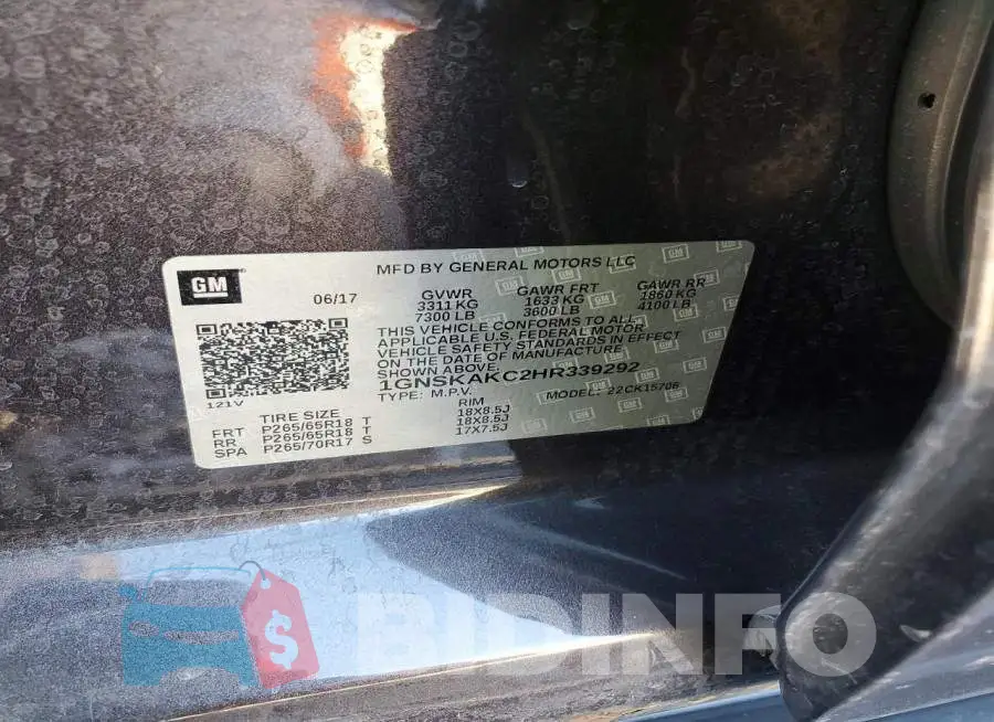1GNSKAKC2HR339292 Photo# 12