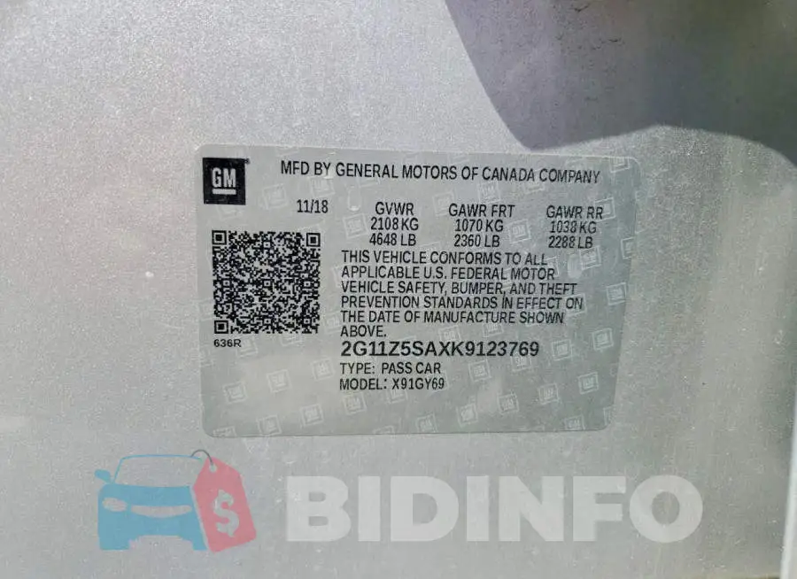 2G11Z5SAXK9123769 Photo# 12