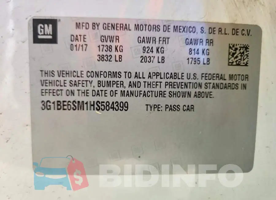 3G1BE6SM1HS584399 Photo# 12