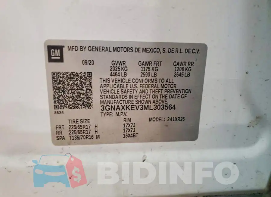 3GNAXKEV3ML303564 Photo# 13