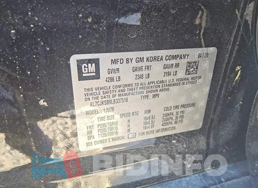KL7CJKSB9LB337518 Photo# 12