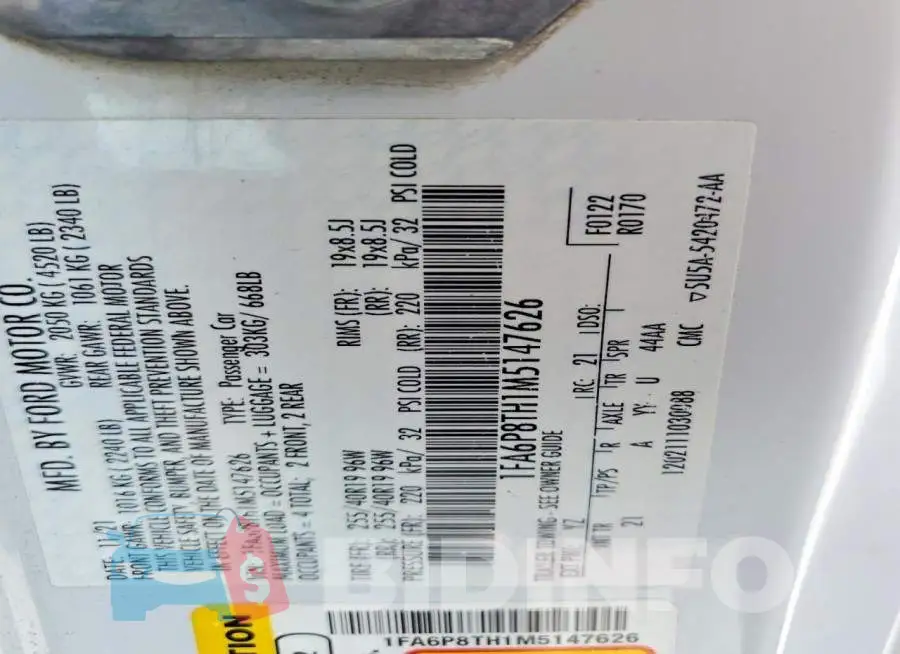 1FA6P8TH1M5147626 Photo# 13