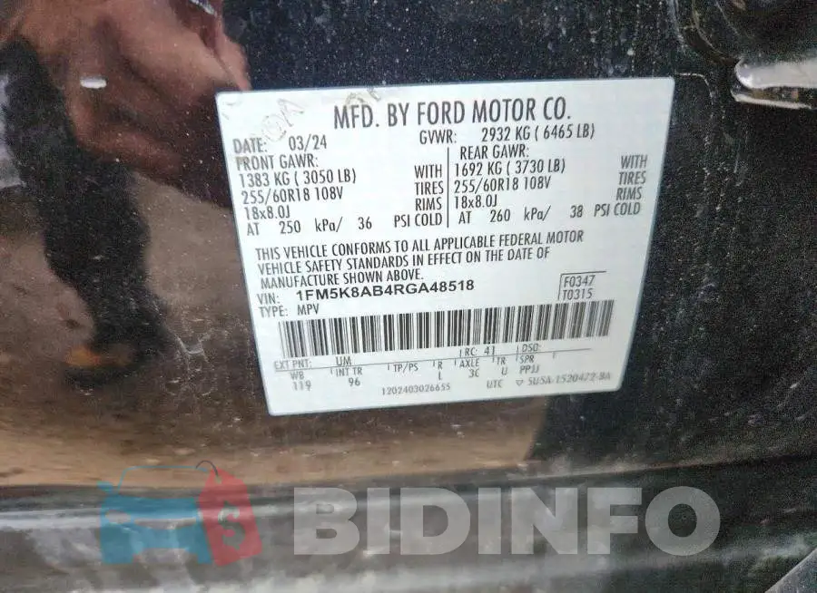 1FM5K8AB4RGA48518 Photo# 12