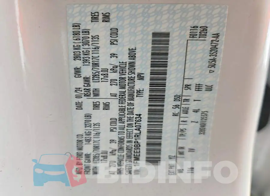 1FMEE9BP1RLA07634 Photo# 12