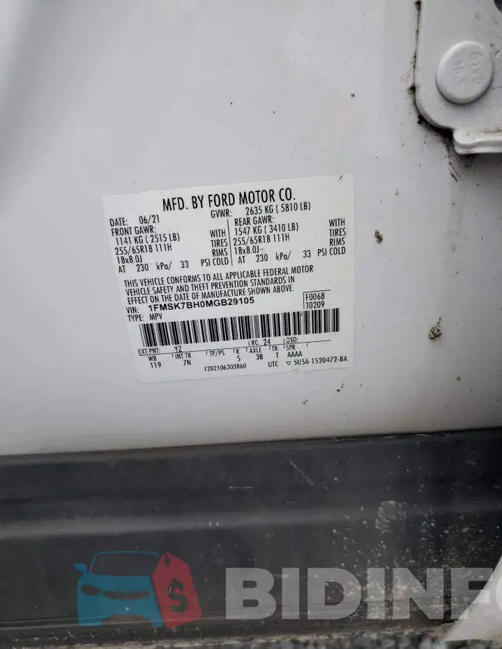 1FMSK7BH0MGB29105 Photo# 13