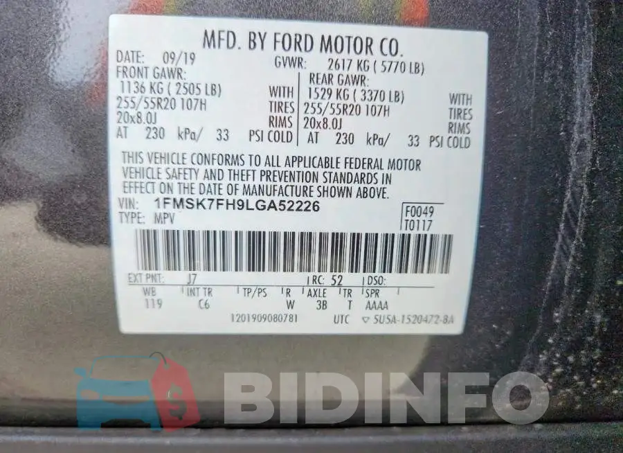 1FMSK7FH9LGA52226 Photo# 11