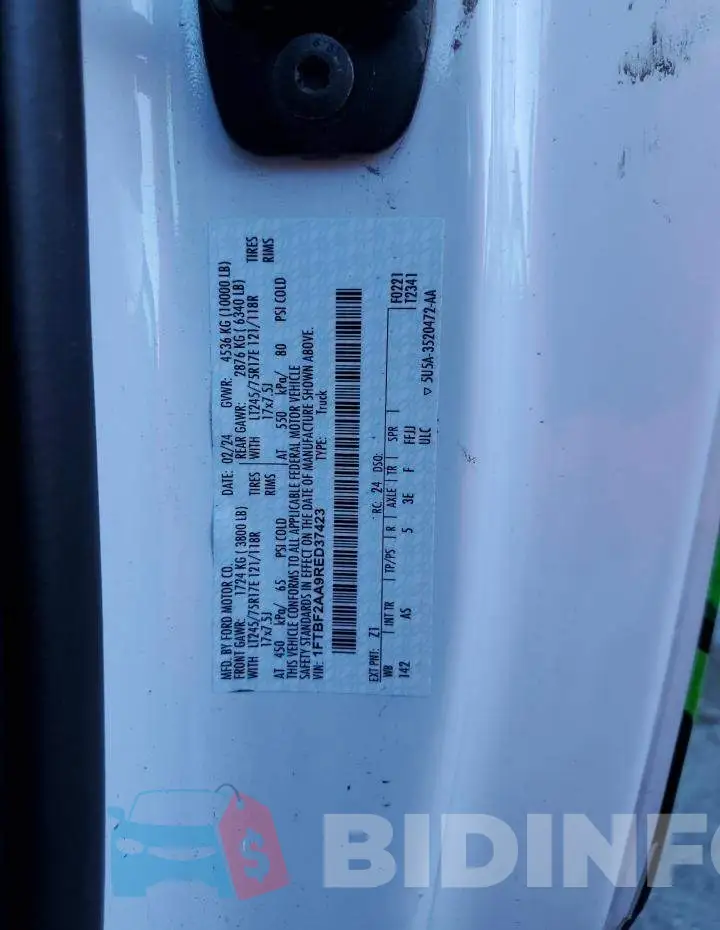 1FTBF2AA9RED37423 Photo# 12