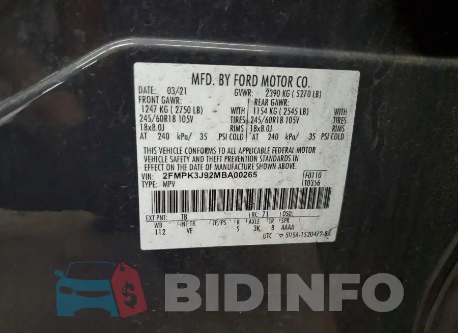 2FMPK3J92MBA00265 Photo# 13