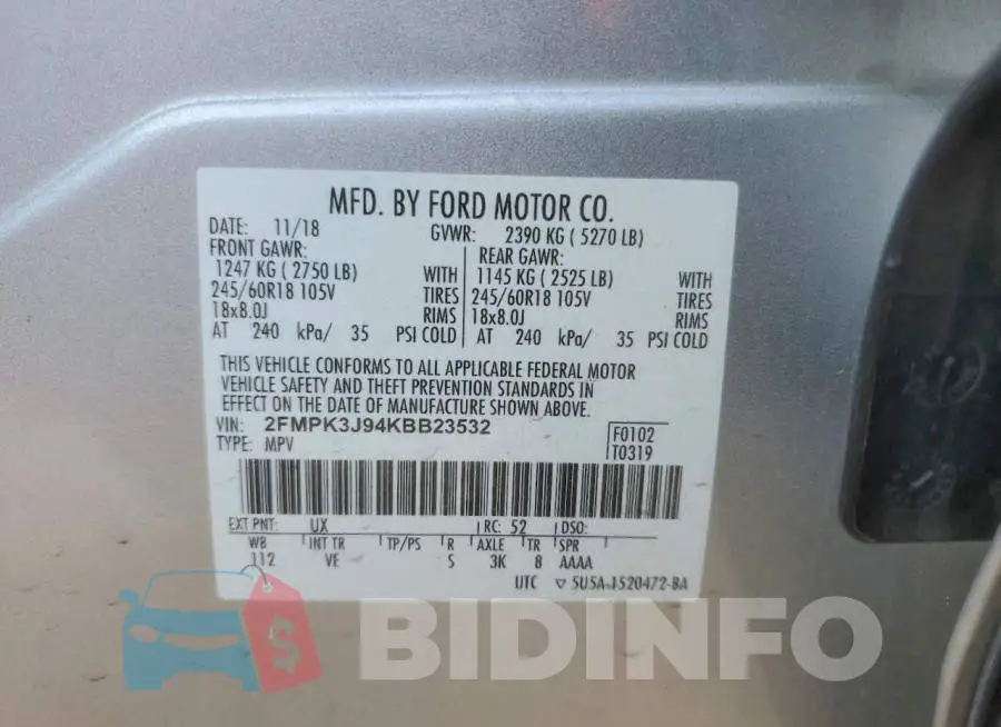 2FMPK3J94KBB23532 Photo# 13