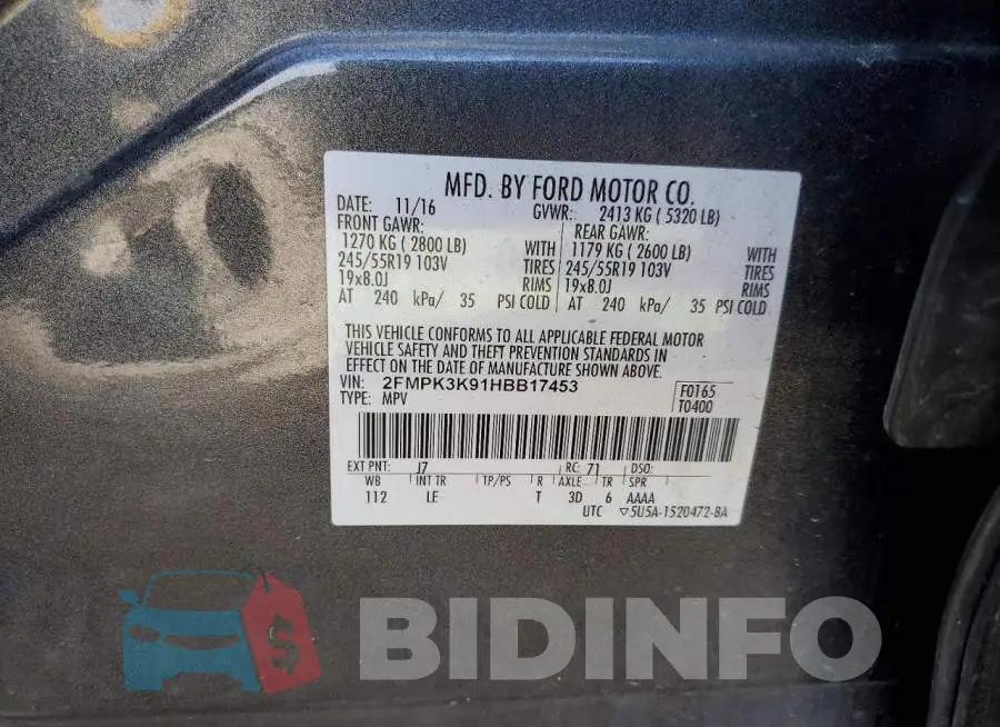 2FMPK3K91HBB17453 Photo# 14
