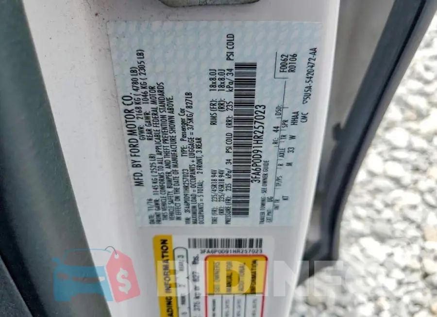 3FA6P0D91HR257023 Photo# 12