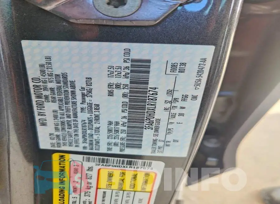 3FA6P0HDXLR187674 Photo# 12