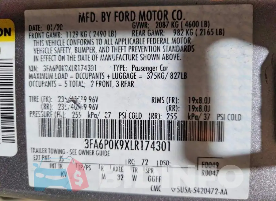 3FA6P0K9XLR174301 Photo# 12
