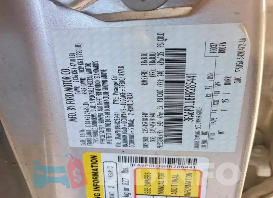 3FA6P0LU8HR285441 Photo# 12