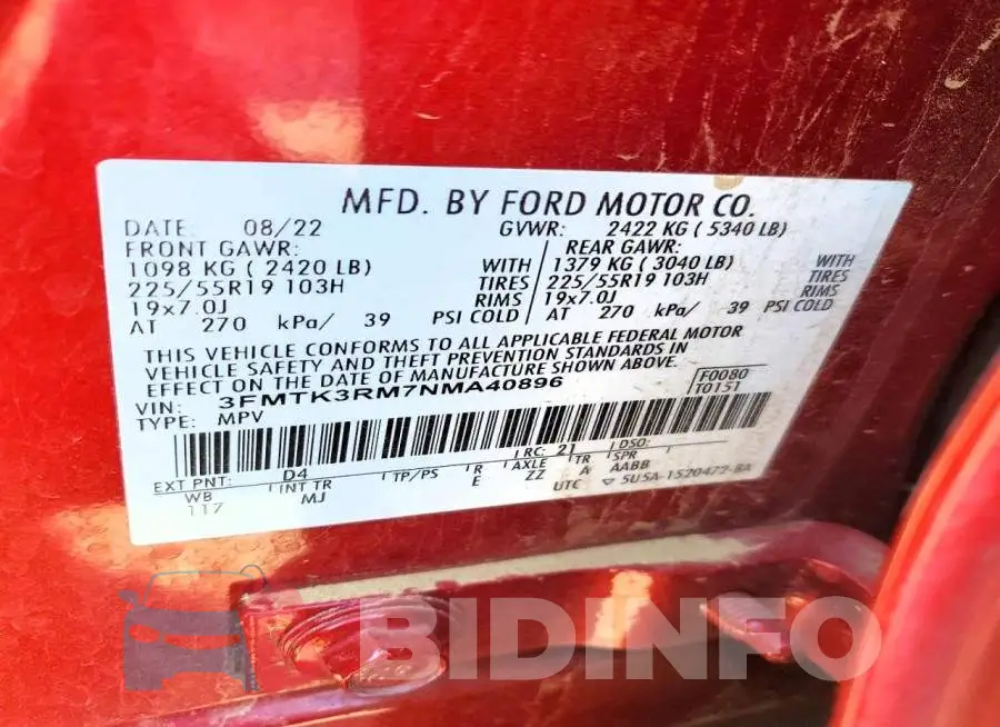 3FMTK3RM7NMA40896 Photo# 13