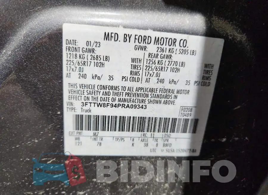 3FTTW8F94PRA09343 Photo# 12