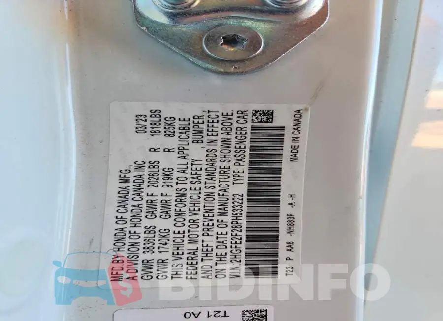2HGFE2F28PH533222 Photo# 12
