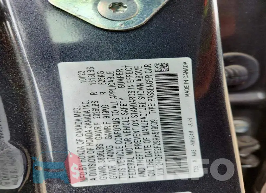 2HGFE2F29RH519039 Photo# 12