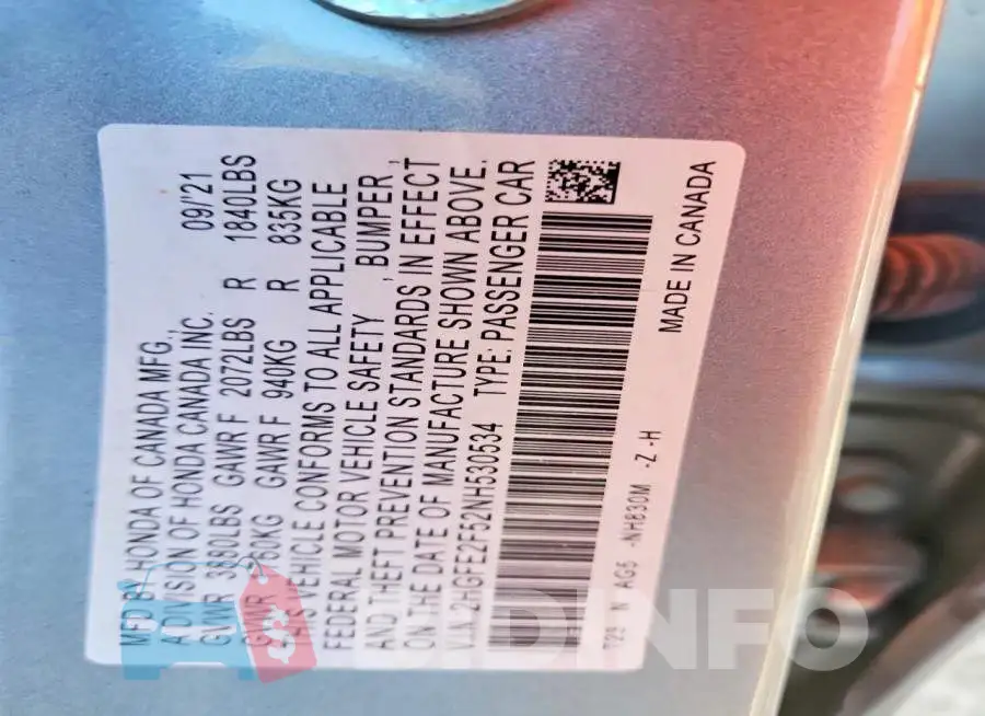 2HGFE2F52NH530534 Photo# 12