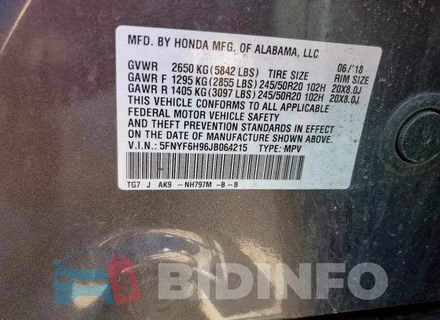 5FNYF6H96JB064215 Photo# 12