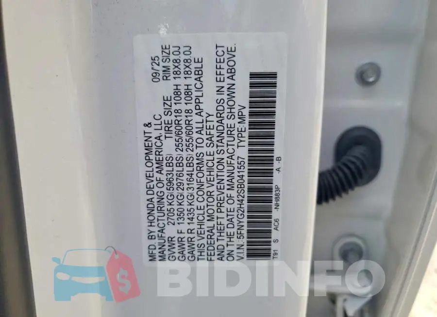 5FNYG2H42SB041557 Photo# 13