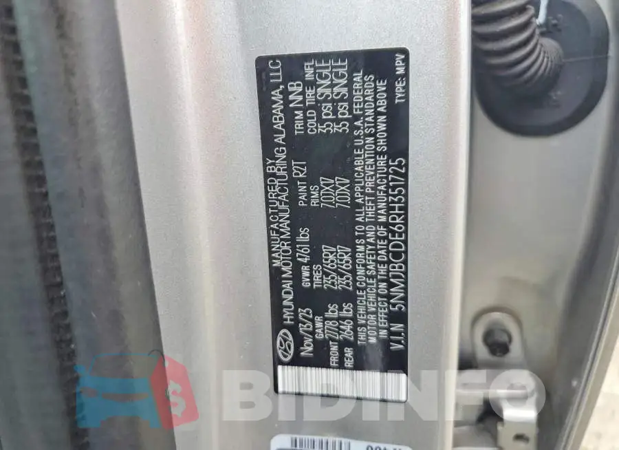 5NMJBCDE6RH351725 Photo# 13