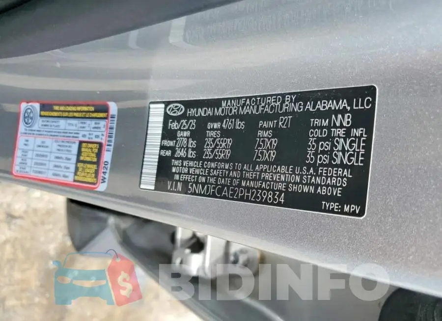 5NMJFCAE2PH239834 Photo# 13