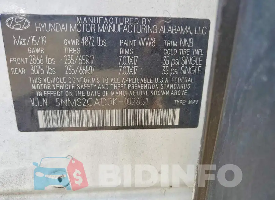 5NMS2CAD0KH102651 Photo# 13