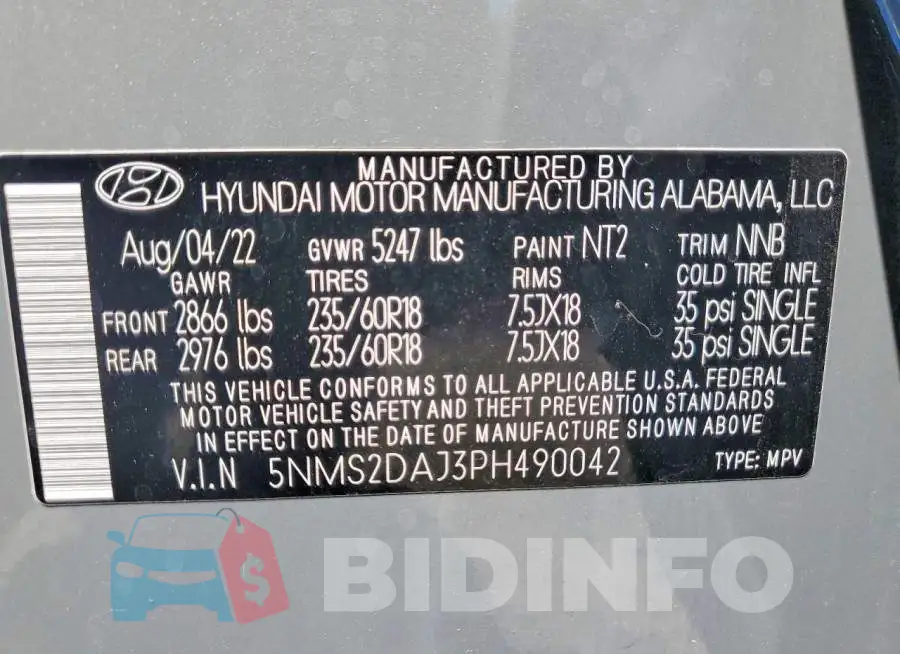 5NMS2DAJ3PH490042 Photo# 14