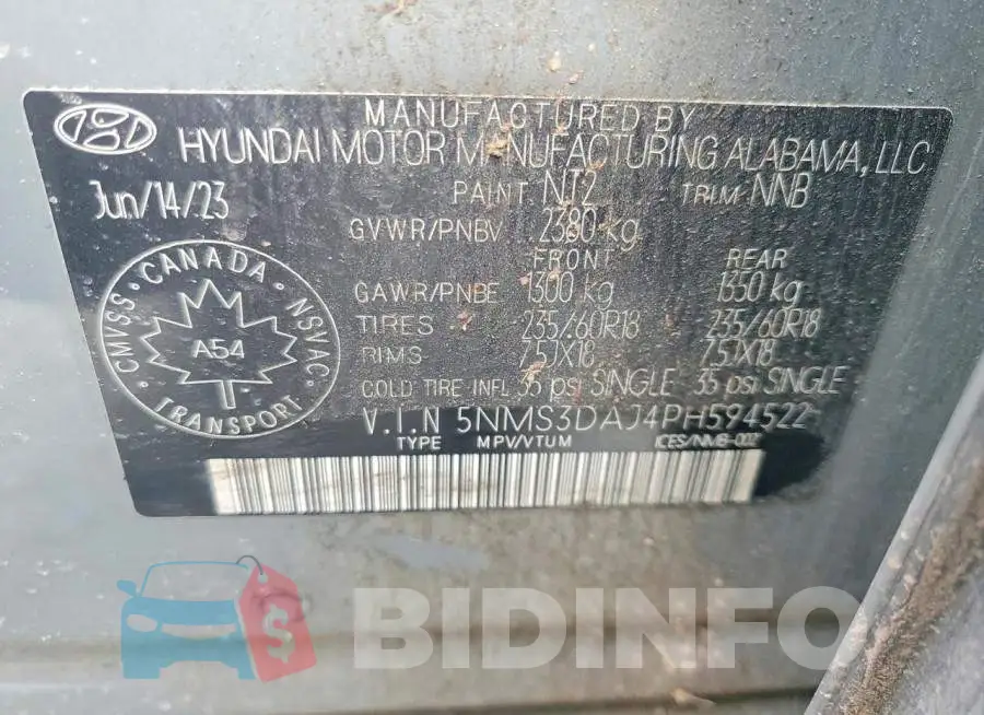 5NMS3DAJ4PH594522 Photo# 13