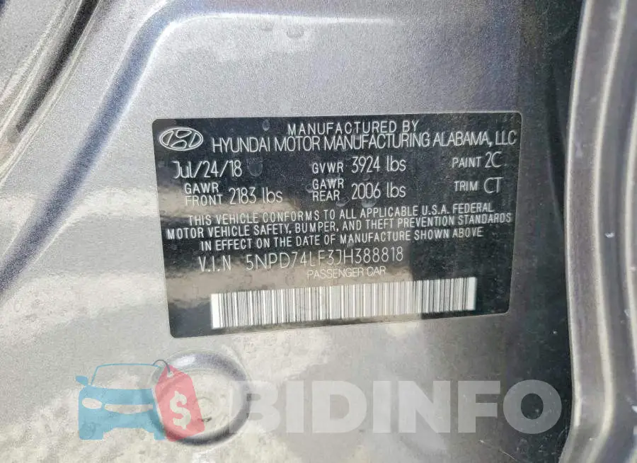 5NPD74LF3JH388818 Photo# 12